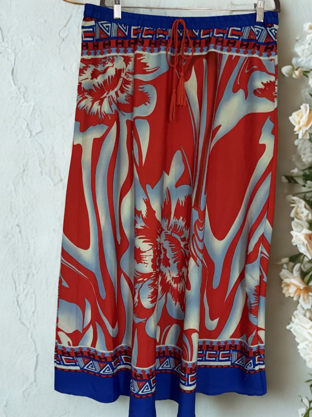 Red & Royal Blue Maxi Skirt
